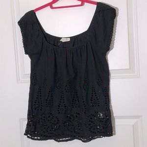 Lovestitch Black Eyelet Top Small
